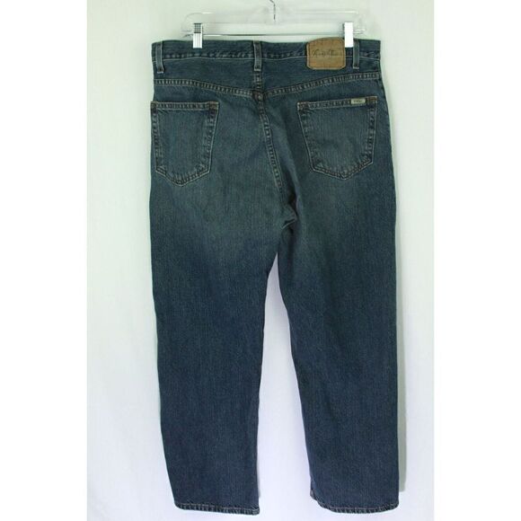 Levi Strauss Signature Jeans Blue Denim 100% Cotton Straight Fit Mens 36/30 - Picture 2 of 6